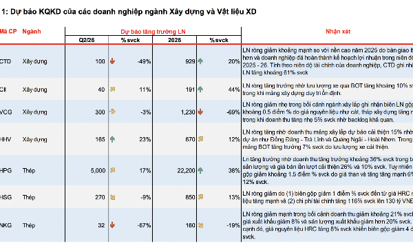 Doanh nghiệp xây dựng: Backlog và lợi nhuận của CTD bùng nổ, VCG giảm nhẹ