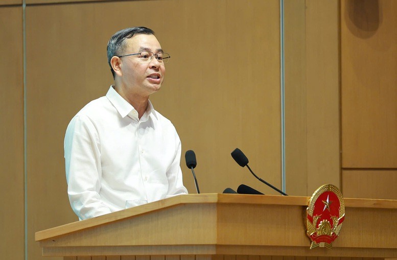 Bộ trưởng Bộ Tài chính Ngô Văn Tuấn phát biểu tại phiên họp Chính phủ thường kỳ tháng 6/2026 và Hội nghị trực tuyến Chính phủ với các địa phương sáng 4/7 - Ảnh: VGP
