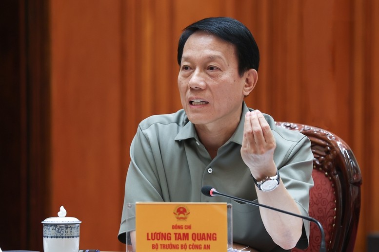 Bộ trưởng Bộ Công an Lương Tam Quang phát biểu - Ảnh: VGP