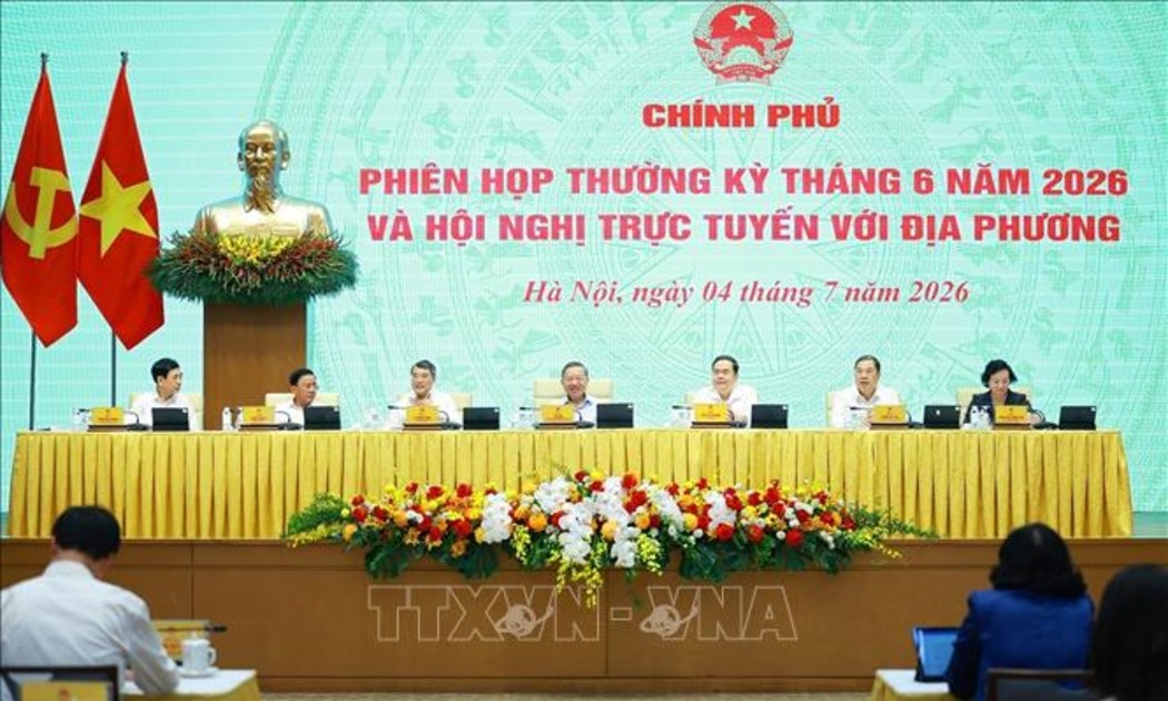 Tổng Bí thư, Chủ tịch nước Tô Lâm cùng các đồng chí lãnh đạo Đảng, Nhà nước dự hội nghị. Ảnh: TTXVN