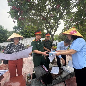 Khảo sát thông tin mộ liệt sĩ tại Hà Nội. Ảnh: Thu Nguyễn.