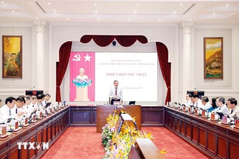 Tổng Bí thư, Chủ tịch nước Tô Lâm chủ trì Phiên họp thứ nhất của Ban Chỉ đạo Trung ương về hoàn thiện thể chế và thực thi pháp luật - Ảnh: TTXVN