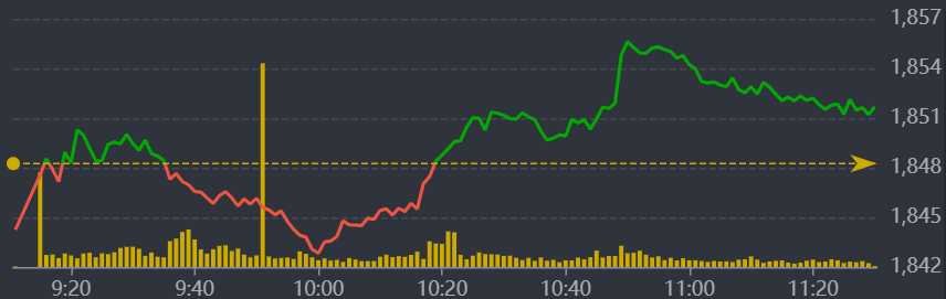 Diễn biến VN-Index sáng nay.