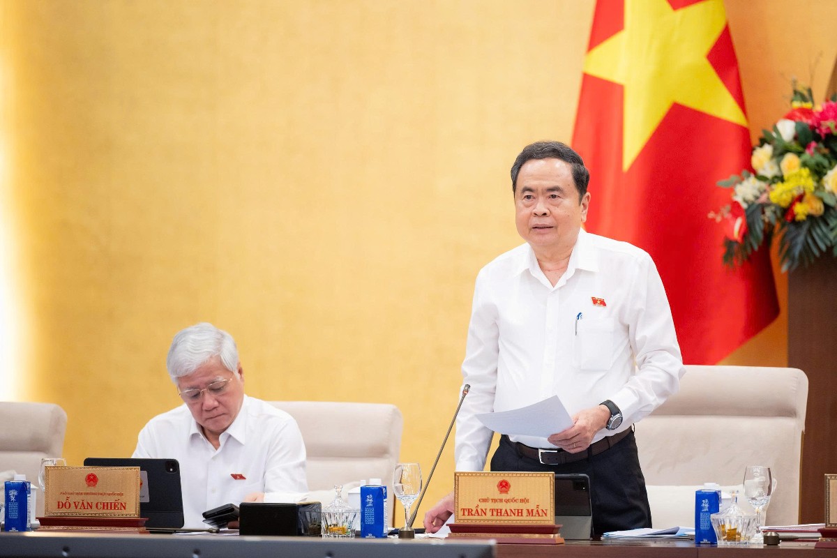 Chủ tịch Quốc hội Trần Thanh Mẫn phát biểu kết luận nội dung thảo luận. Ảnh: Quốc hội.