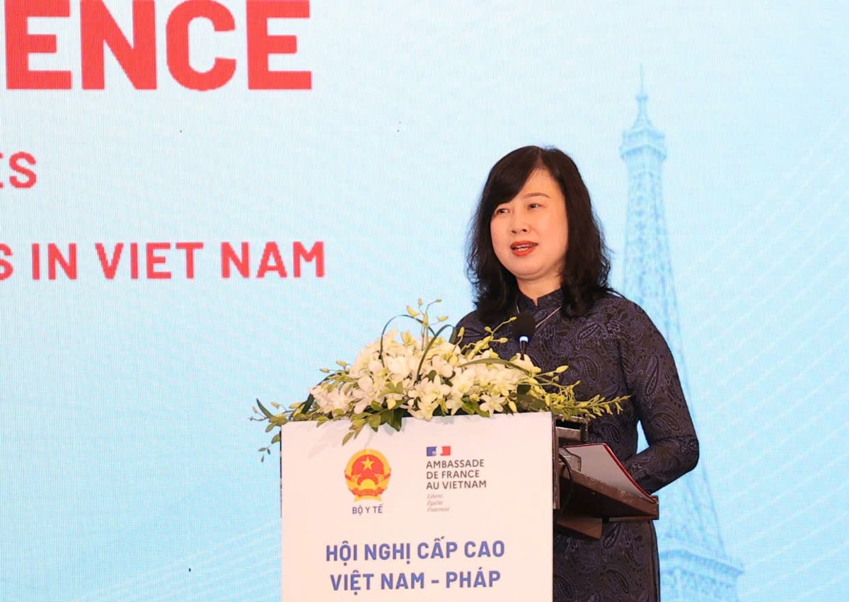 Bộ trưởng Bộ Y tế Đào Hồng Lan phát biểu tại hội nghị.