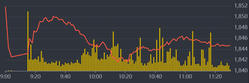 Diễn biến VN-Index sáng nay.
