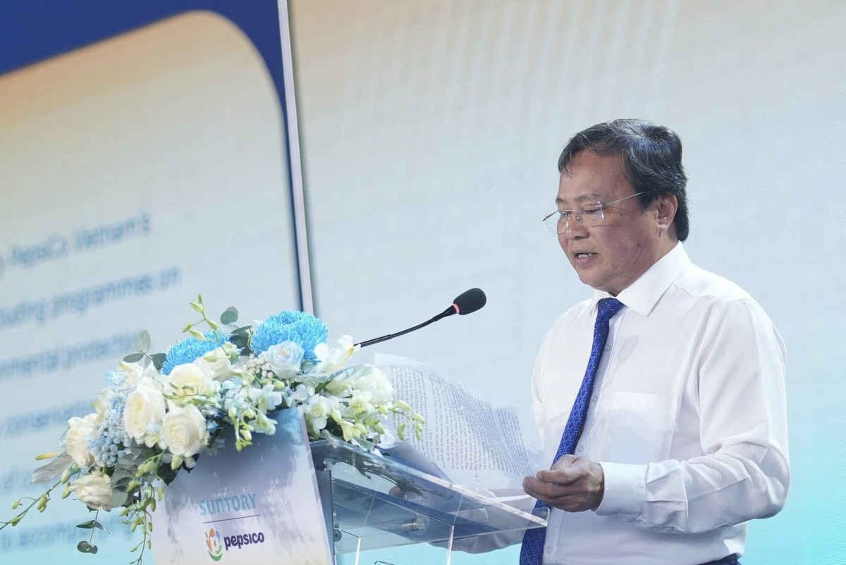 Phó Bí thư Tỉnh ủy, Chủ tịch UBND tỉnh Tây Ninh Lê Văn Hẳn phát biểu tại buổi lễ khánh thành nhà máy Suntory PepsiCo ngày 10/7