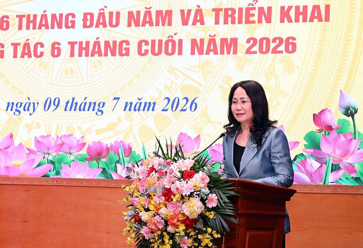 Bộ trưởng Bộ Văn hóa, Thể thao và Du lịch Lâm Thị Phương Thanh phát biểu khai mạc Hội nghị. Ảnh: TITC