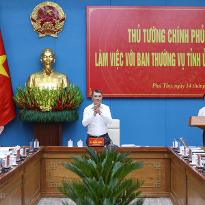 Thủ tướng Chính phủ Lê Minh Hưng làm việc với Ban Thường vụ Tỉnh ủy Phú Thọ - Ảnh: VGP/Nhật Bắc
