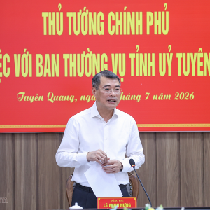 Thủ tướng Chính phủ Lê Minh Hưng làm việc với Ban Thường vụ Tỉnh ủy Tuyên Quang. Ảnh: VGP/Nhật Bắc