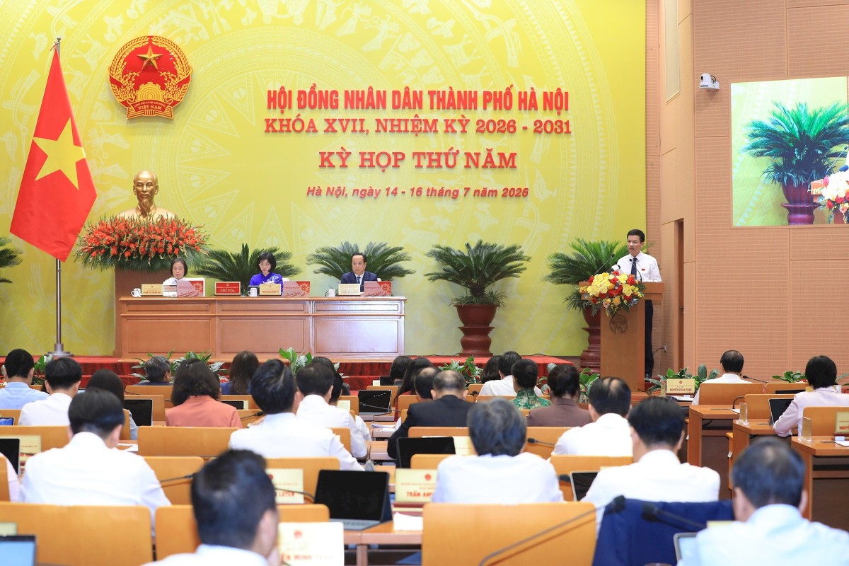 Kỳ họp thứ năm, HĐND thành phố Hà Nội khóa XVII. (Ảnh: hanoi.gov.vn)