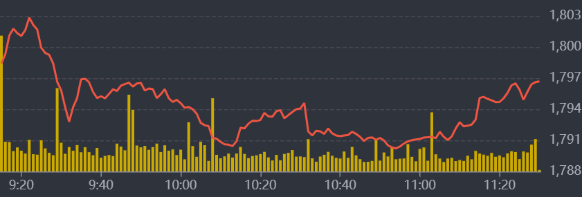 Diễn biến VN-Index sáng nay.