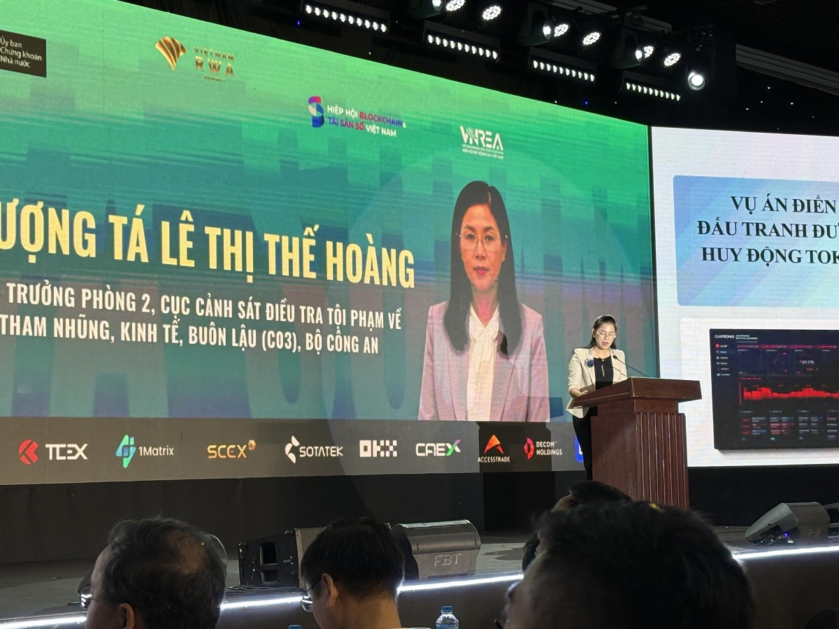 Thượng tá Lê Thị Thế Hoàng là Phó Trưởng phòng 2 thuộc Cục Cảnh sát điều tra tội phạm về tham nhũng, kinh tế, buôn lậu (C03): Hành vi lừa dảo phổ biến trong thị trường tài sản mã hoá là huy động vốn thông qua các dự án đầu tư không có thật.