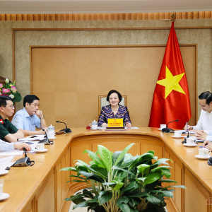 Phó Thủ tướng Phạm Thị Thanh Trà làm việc với các cơ quan về công nghệ giám định ADN xác định danh tính hài cốt liệt sĩ. Ảnh: VGP.