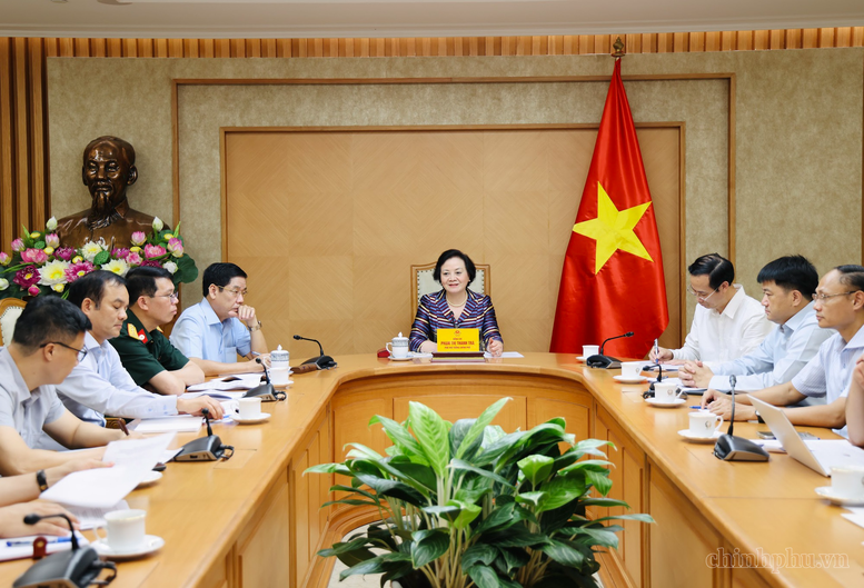 Phó Thủ tướng Phạm Thị Thanh Trà làm việc với các cơ quan về công nghệ giám định ADN xác định danh tính hài cốt liệt sĩ. Ảnh: VGP.