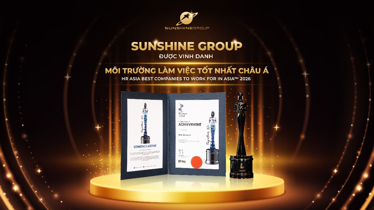Sunshine Group được vinh danh "Môi trường làm việc tốt nhất châu Á" tại HR Asia Awards 2026