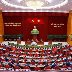 Phiên khai mạc Hội nghị lần thứ ba Ban Chấp hành Trung ương Đảng khoá XIV. Ảnh: Dương Giang/TTXVN