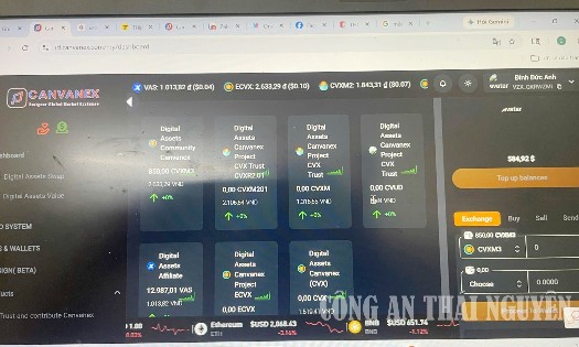 Giao diện Trang web http://id.canvanex.com. Ảnh: Cổng thông tin điện tử Công an tỉnh Thái Nguyên.