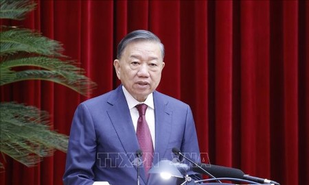 Tổng Bí thư, Chủ tịch nước Tô Lâm phát biểu khai mạc Hội nghị lần thứ ba Ban Chấp hành Trung ương Đảng khoá XIV. Ảnh: Thống Nhất/TTXVN.