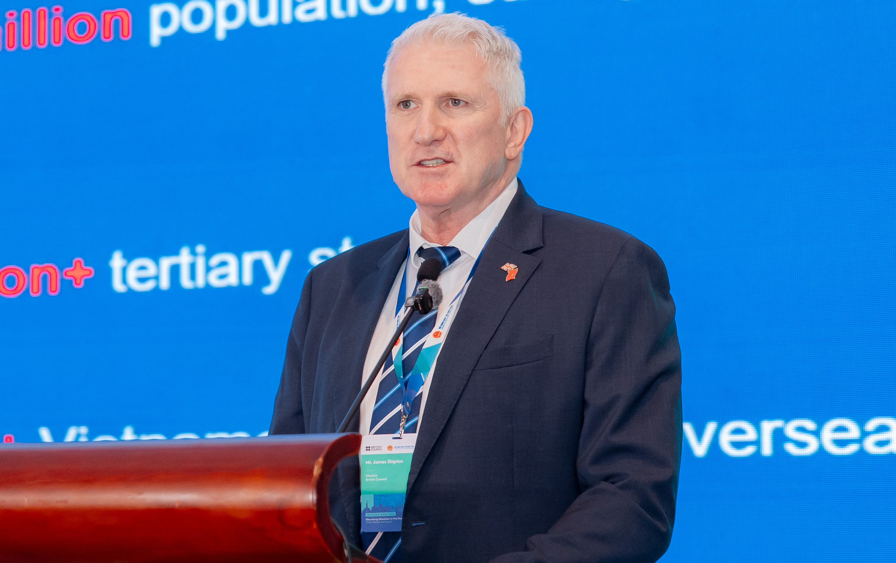 Mr. James Shipton, Director of the British Council in Vietnam, speaks at the event. (Photo: MOET)