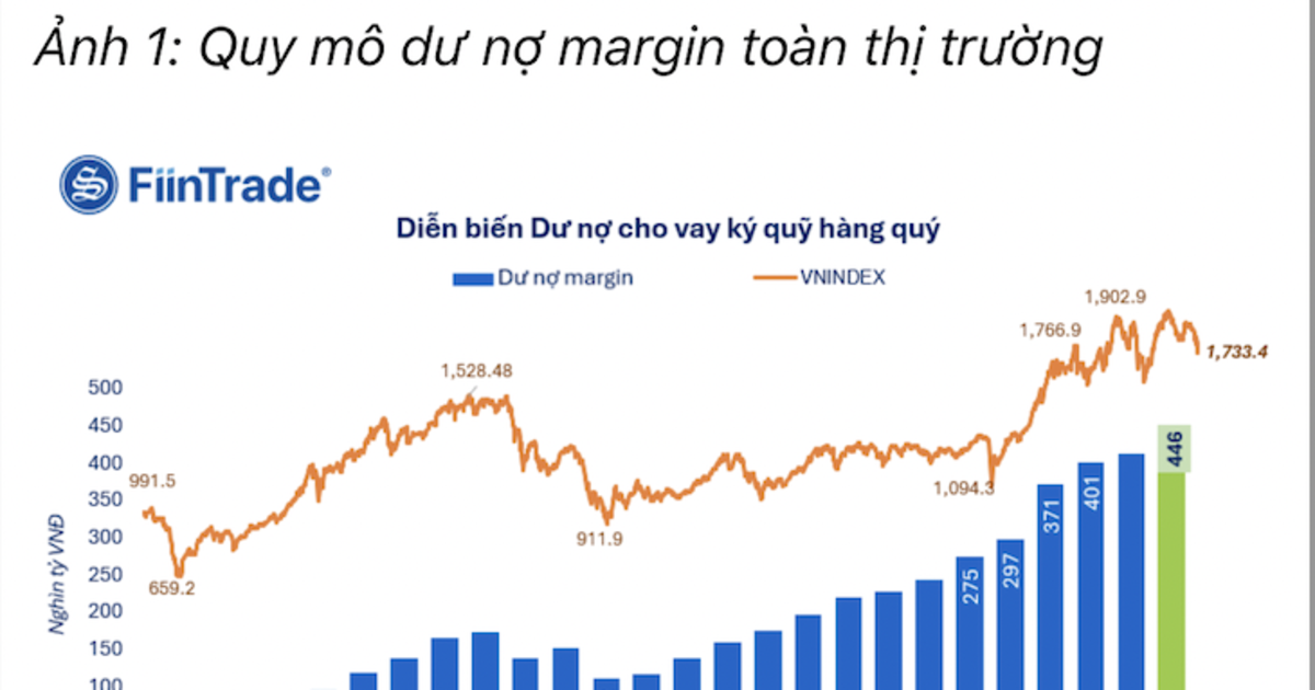 Dư nợ margin kỷ lục hơn 446 nghìn tỷ đồng, phần lớn tập trung vào hoạt