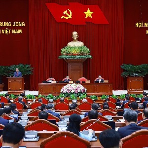 Phiên khai mạc Hội nghị lần thứ ba Ban Chấp hành Trung ương Đảng khóa XIV. Ảnh:Dương Giang/TTXVN