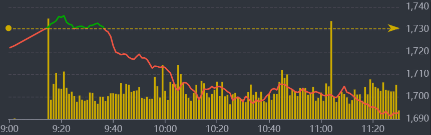 Diễn biến VN-Index sáng nay.