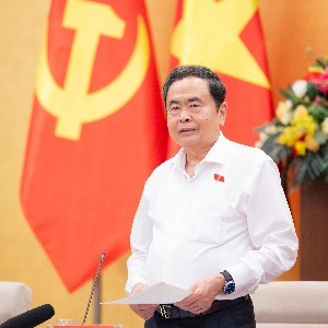 Chủ tịch Quốc hội Trần Thanh Mẫn phát biểu tại Hội nghị Ban Thường vụ Đảng uỷ Quốc hội và Ban Thường vụ Thành ủy Thành phố Hồ Chí Minh. Ảnh: Cổng thông tin điện tử Quốc hội.