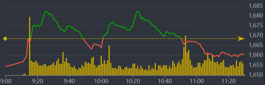 Diễn biến VN-Index sáng nay.