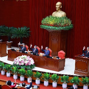 Phiên khai mạc Hội nghị lần thứ ba Ban Chấp hành Trung ương Đảng khóa XIV. Ảnh: TTXVN.