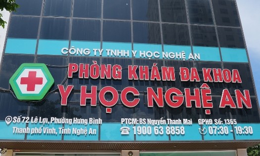 Phòng khám Đa khoa y học Nghệ An, nơi xảy ra vụ việc. Ảnh: Công an tỉnh Nghệ An.