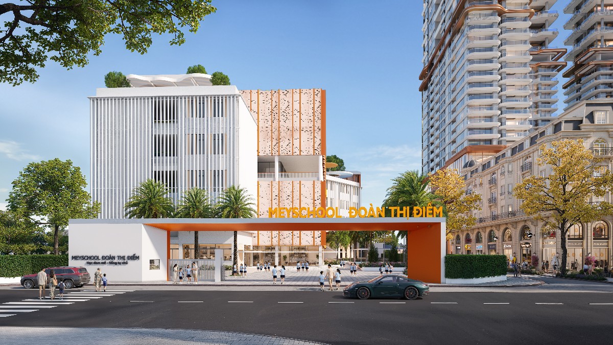Trường Meyschool Đoàn Thị Điểm ngay nội khu, thuận tiện cho con học tập và cha mẹ đưa đón (ảnh: Meygroup).