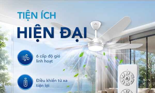 Hòa Phát ra mắt dòng quạt trần động cơ không chổi than, chạy êm và tiêu thụ điện thấp