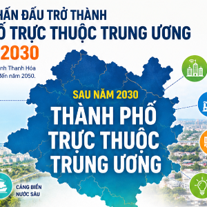 Thanh Hóa phấn đẫu trở thành thành phố trực thuộc trung ương sau năm 2030. (đồ họa: TXT)