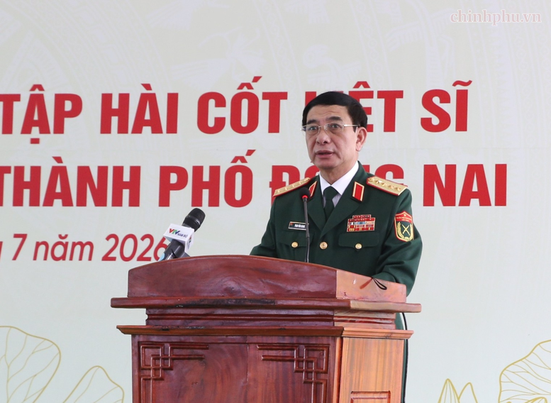 Đại tướng Phan Văn Giang phát biểu tại buổi lễ. Ảnh: VGP.