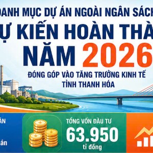 Với tổng vốn đầu tư gần 64.000 tỷ đồng, 51 dự án đầu tư ngoài ngân sách được kỳ vọng sẽ tạo thêm động lực tăng trưởng cho Thanh Hóa trong năm 2026. (đồ họa: TXT)