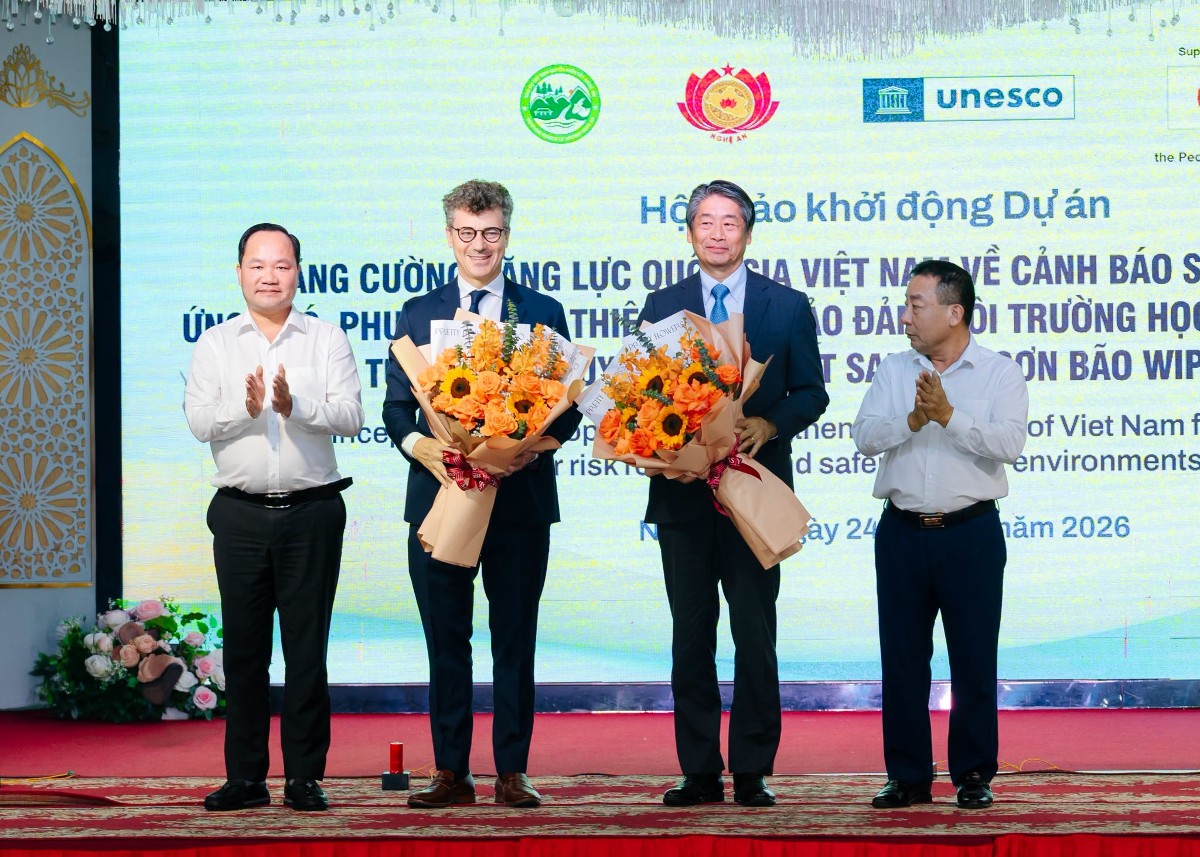 Khởi động dự án nâng cấp hệ thống cảnh báo thiên tai tại Nghệ An. Ảnh: UNESCO Office in Viet Nam