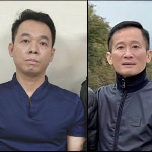 Đối tượng Bùi Chân Phương (bên phải) và Hà Văn Nam.. Ảnh: Cổng thông tin điện tử Bộ Công an.