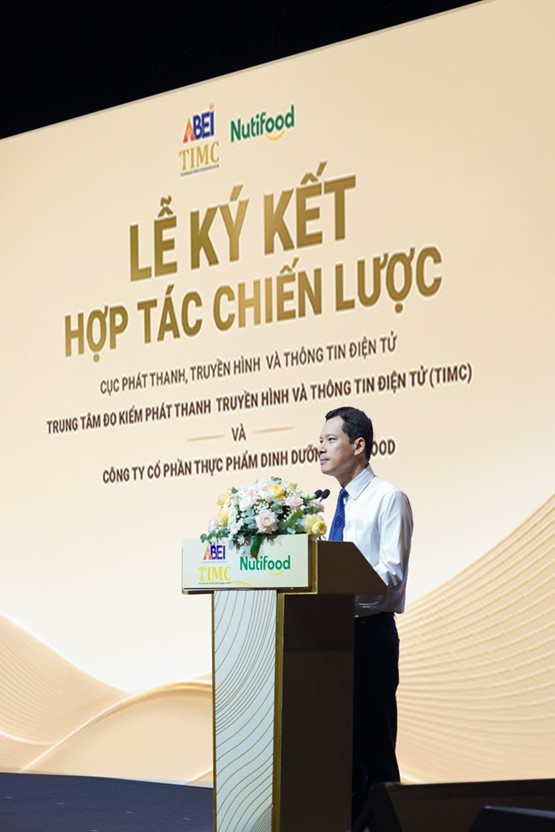 Ông Lê Quang Tự Do - Cục trưởng Cục Phát thanh, Truyền hình và Thông tin điện tử chia sẻ tại sự kiện. Ảnh: Nutifood.
