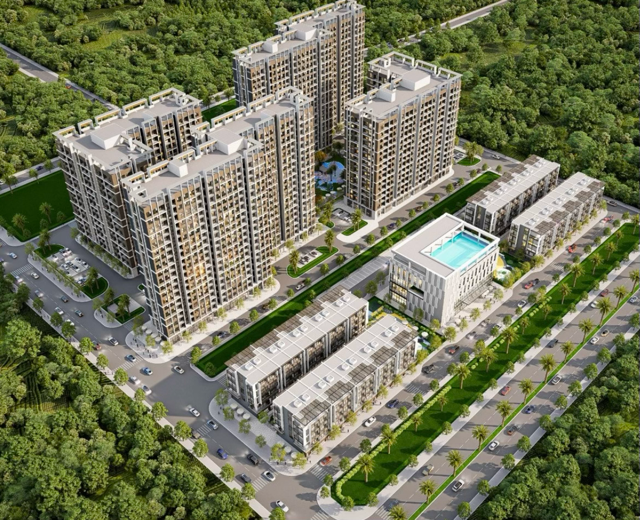 Phối cảnh dự án Nhà ở xã hội Hòa Phước, với quy mô khoảng hơn 1.300 căn hộ. Ảnh Công ty CP Xây lắp thương mại Trường Hải.