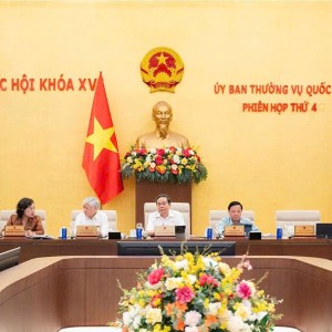 Chủ tịch Quốc hội Trần Thanh Mẫn và các Phó Chủ tịch Quốc hội tham dự phiên họp. Ảnh: CTTĐT QH