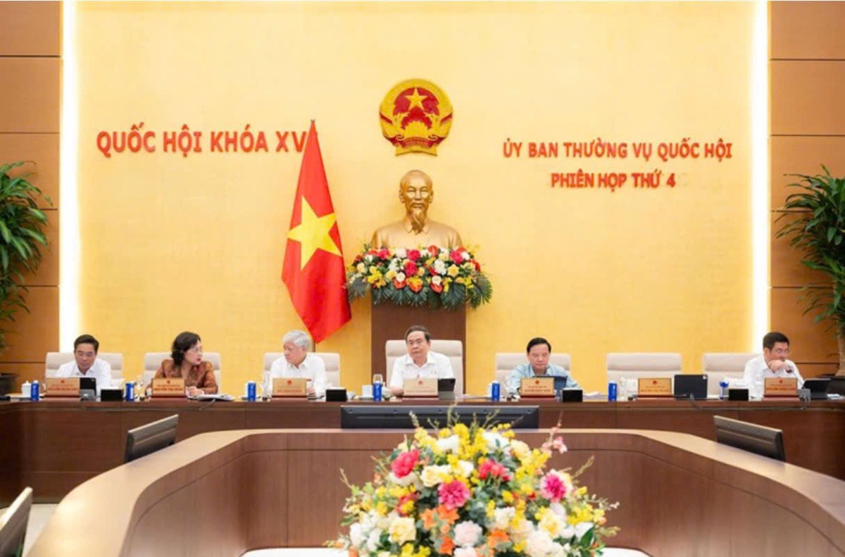 Chủ tịch Quốc hội Trần Thanh Mẫn và các Phó Chủ tịch Quốc hội tham dự phiên họp. Ảnh: CTTĐT QH