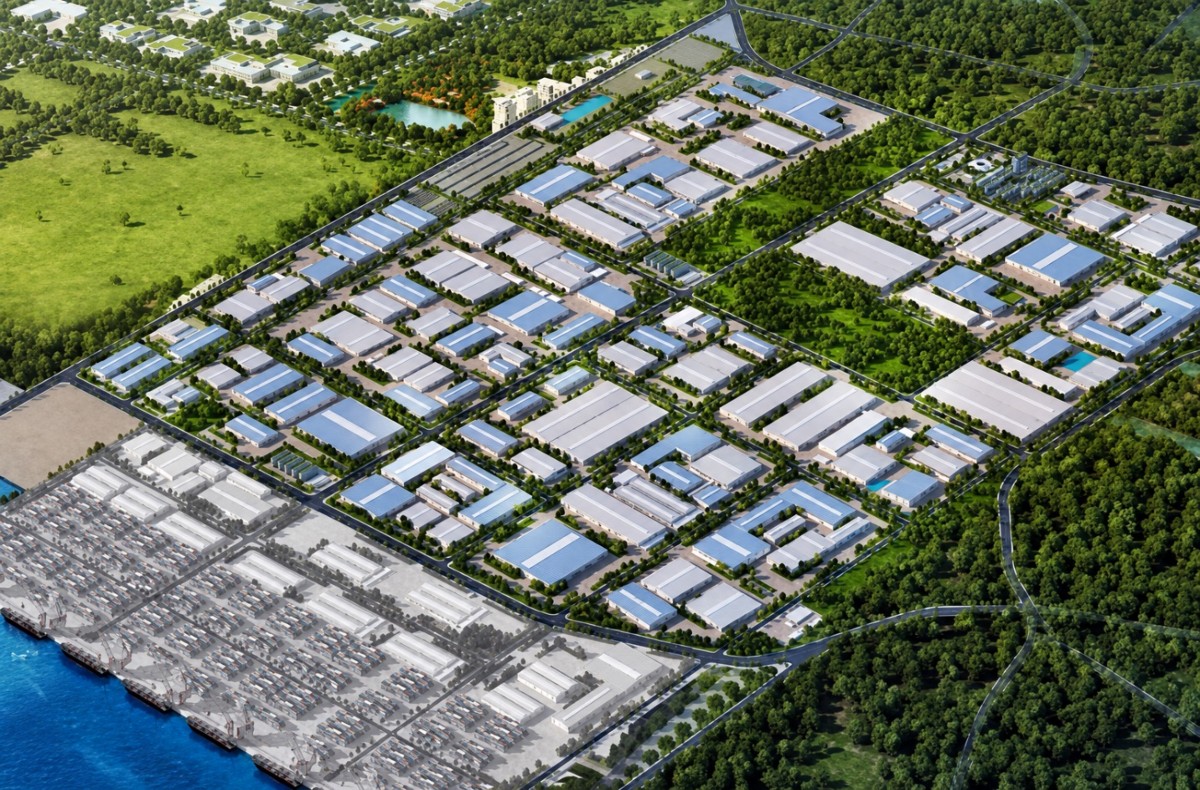 Phối cảnh Dự án đầu tư xây dựng và kinh doanh kết cấu hạ tầng Khu Công nghiệp Vinhomes Vũng Áng. Ảnh: Cổng TTĐT tỉnh Hà Tĩnh