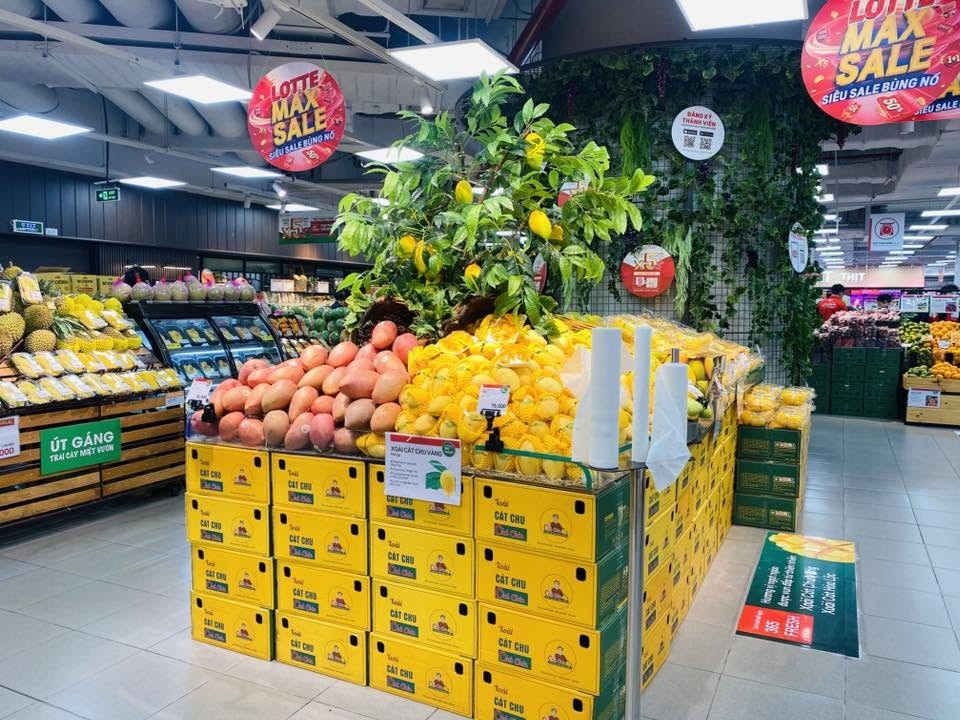 Nhiều ưu đãi, giảm giá tới 50%để kích thích tiêu thụ các sản phẩm thiết yếu. Ảnh: Lotte Mart Ba Đình