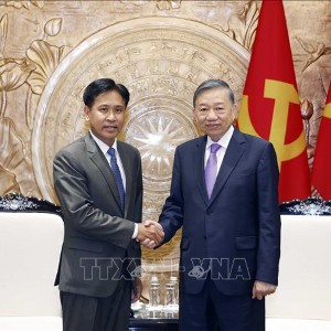 Tổng Bí thư, Chủ tịch nước Tô Lâm tiếp Chánh án Toà án nhân dân tối cao Lào Phayvy Syboualypha. Ảnh: Thống Nhất – TTXVN