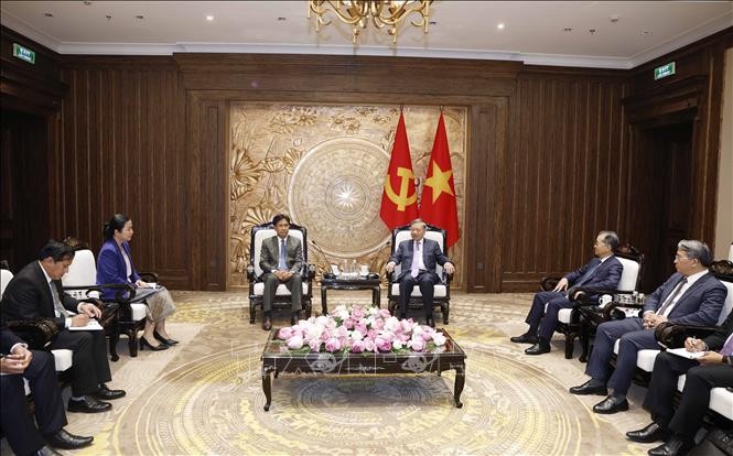 Tổng Bí thư, Chủ tịch nước Tô Lâm đề nghị ngành Tòa án Việt Nam và Lào tăng cường hợp tác tư pháp, chuyển đổi số, đào tạo cán bộ, phòng chống tội phạm và mở rộng liên kết trong khu vực ASEAN. Ảnh: TTXVN