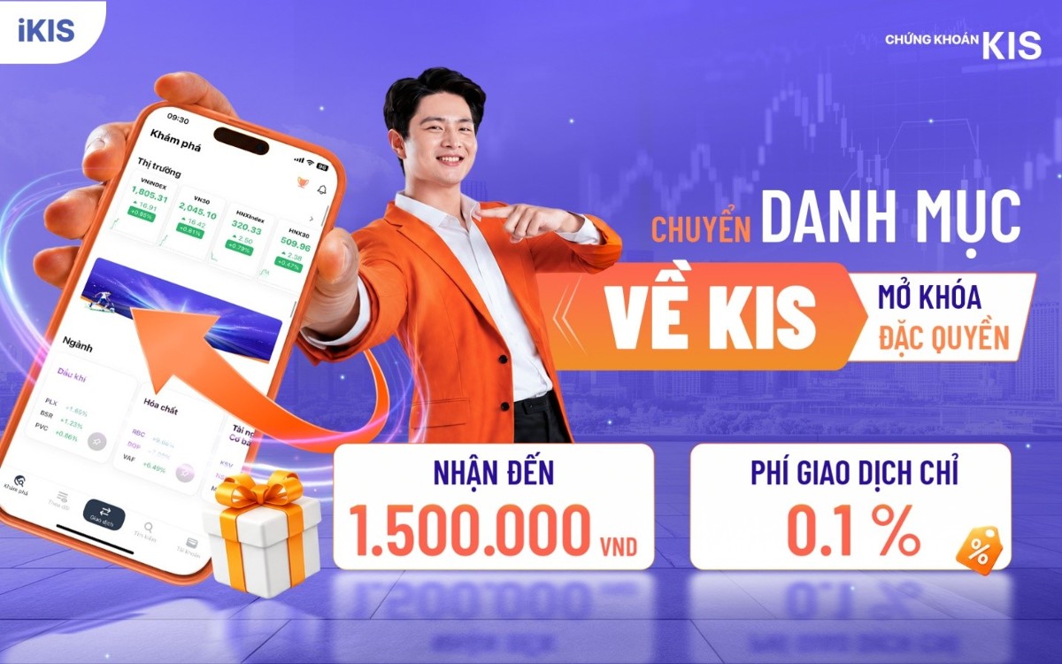 Chứng khoán KIS thúc đẩy chuyển danh mục với ưu đãi phí và tiền thưởng