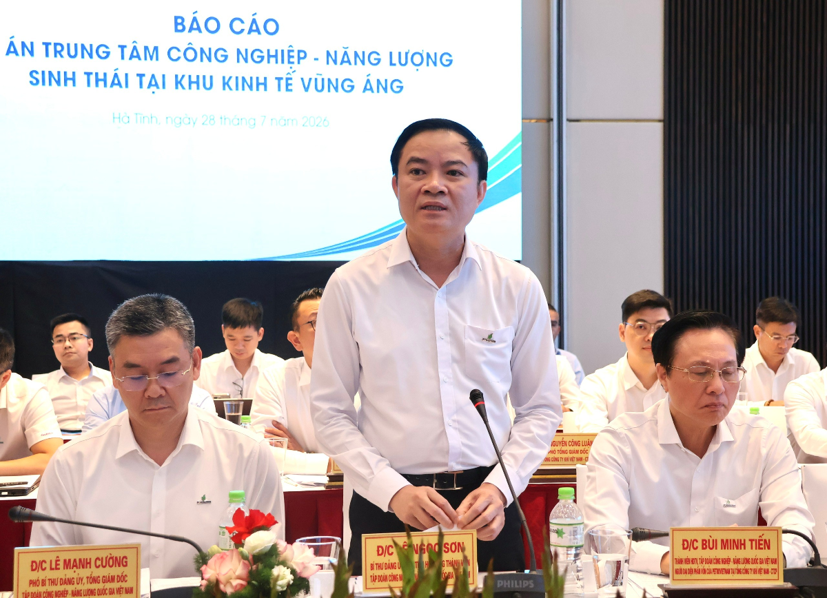 Chủ tịch Hội đồng thành viên Petrovietnam Lê Ngọc Sơn phát biểu. Ảnh: Cổng TTĐT Hà Tĩnh