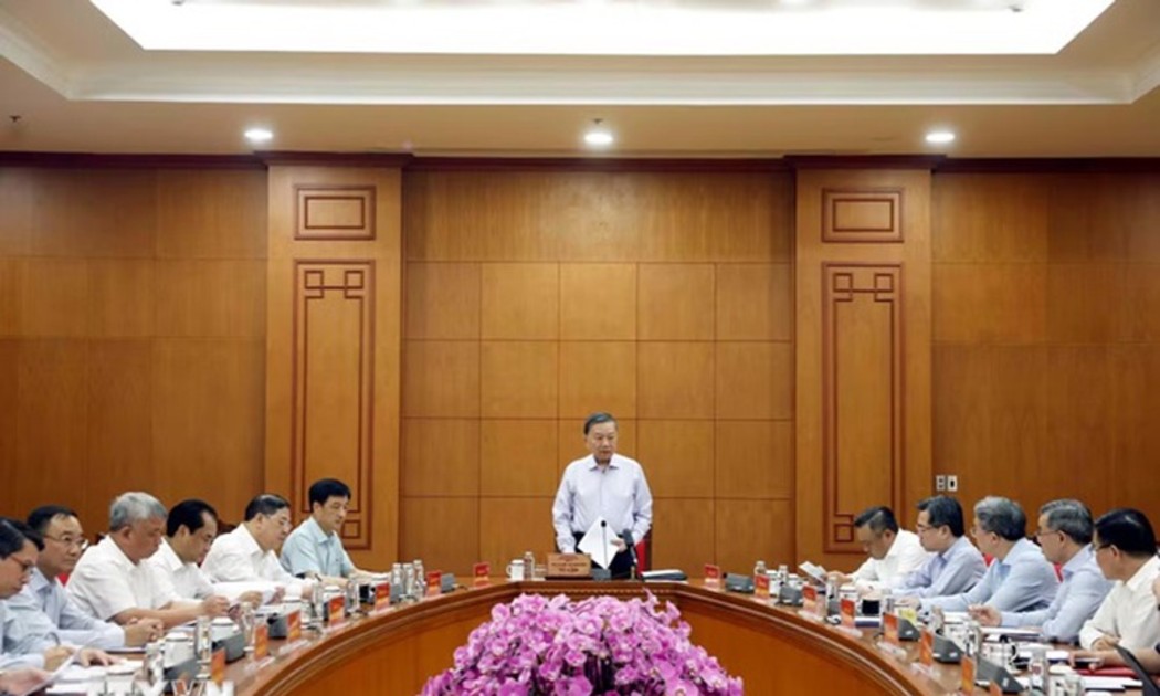Tổng Bí thư, Chủ tịch nước Tô Lâm chủ trì buổi làm việc với các cơ quan về tái cơ cấu Tập đoàn Công nghiệp Than - Khoáng sản Việt Nam (TKV). Ảnh: TTXVN