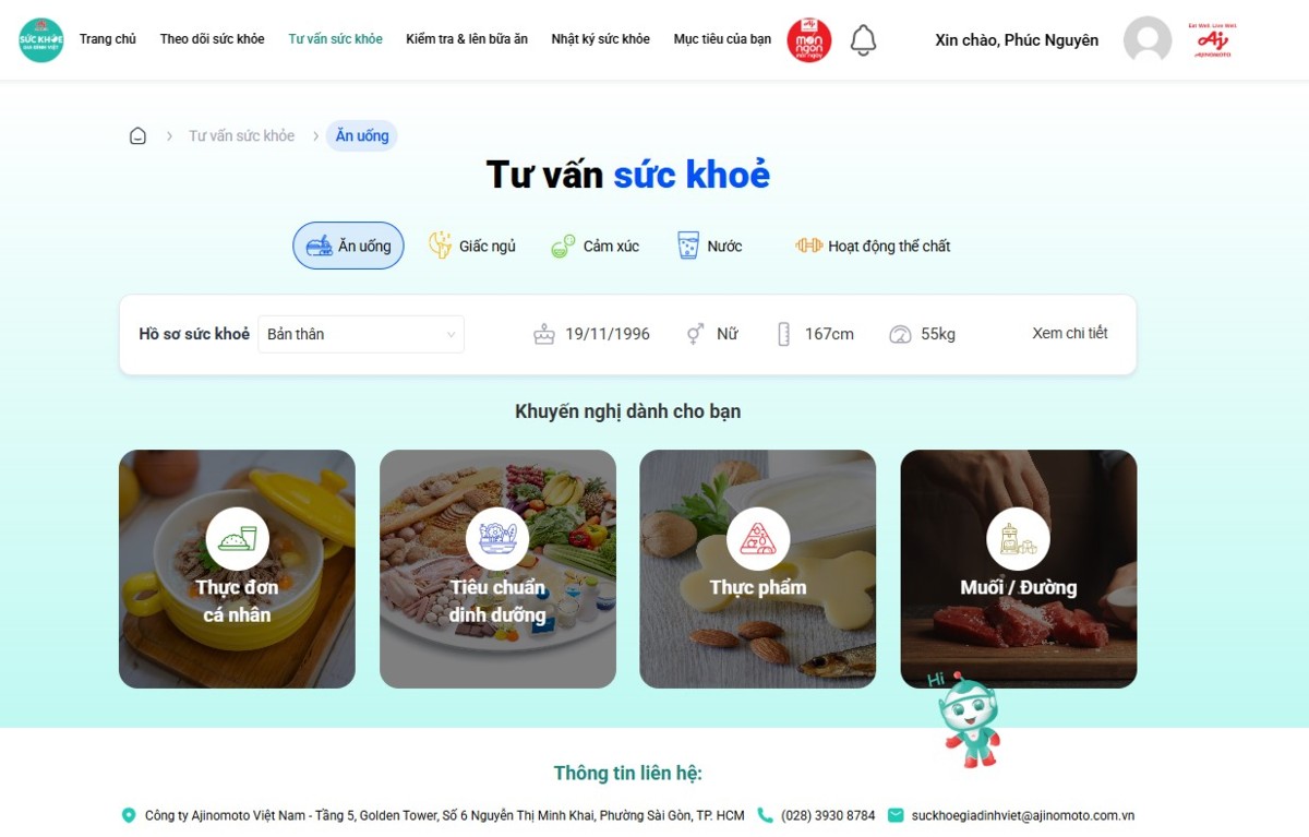 Chức năng tư vấn sức khỏe.